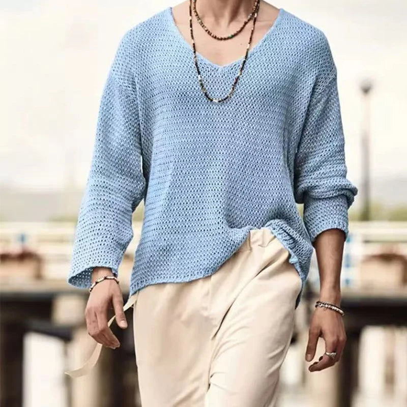 Long Sleeve Casual Hollow Knitted Sweater